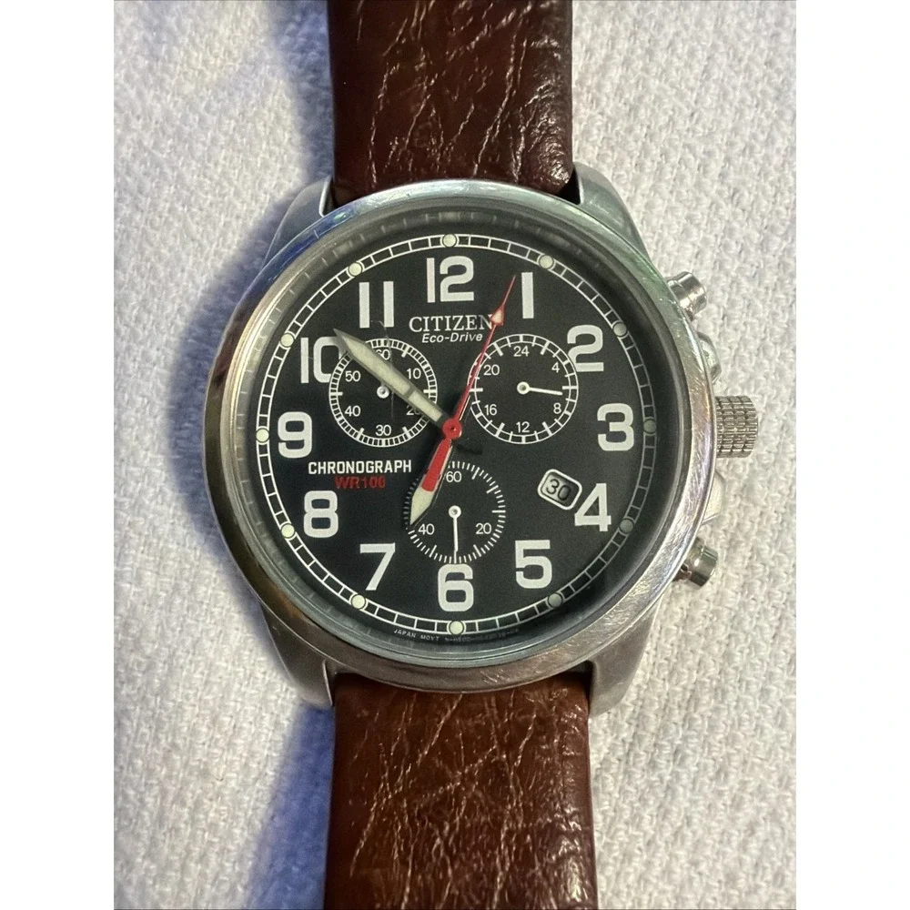 Citizen Eco-Drive Chronograph Men's Watch Black Solar Powered Quartz Military